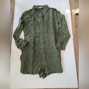On 34th Olive Green Button-Up Romper, Women's Medium